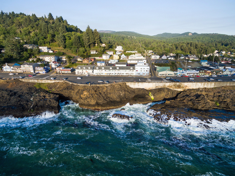 Aerial View of Depoe Bay - Credit SeaQuell condo