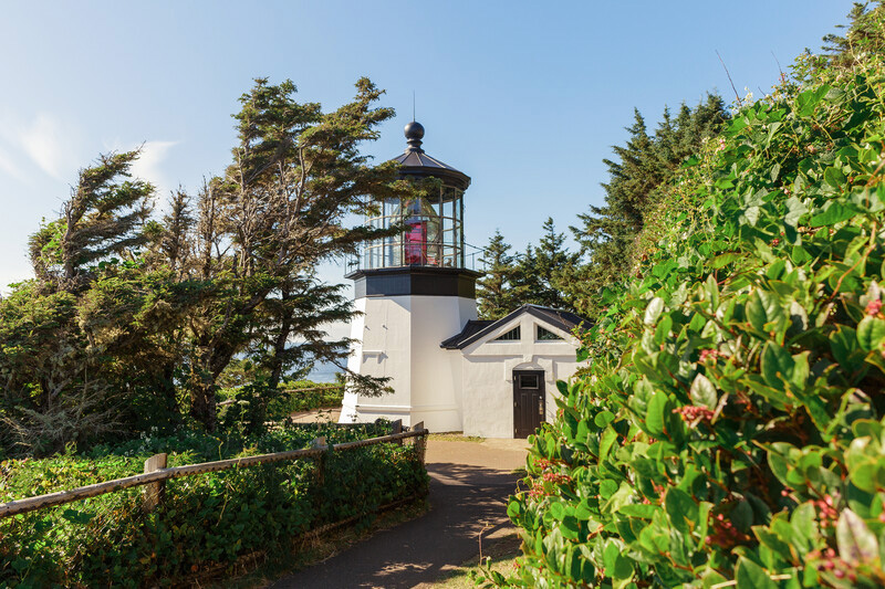 View leading to Cape Meares Lighthouse and gift shop.