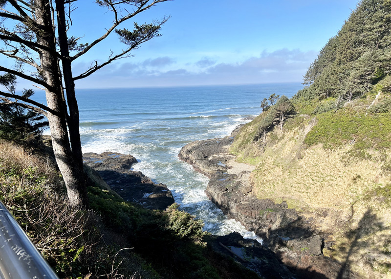 View overlooking the Devil's Churn on a calm day