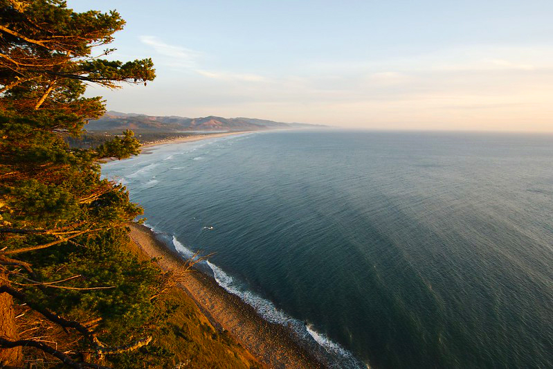 View from Neahkahnie Mountain overlooking Manzanita and Pacific Ocean - by 