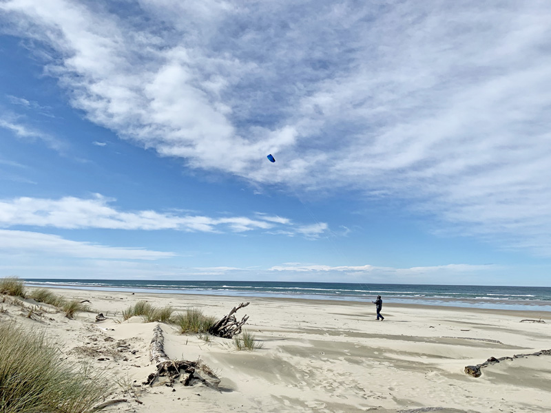 Kite Flying on Waldport Beach - Sunny Day