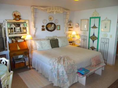 Cozy bedroom suite with charming decor.