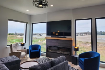 View of the Alsea River, Drift Creek, and the Alsea Bay Bridge from the living room